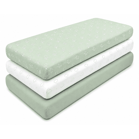 3-Pack Mini Crib Sheets – 100% Cotton, Soft & Breathable Fitted Sheets for Pack and Play & Mini Cribs (38” x 24” x 5”)
