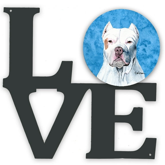 Blue Pit Bull Metal Wall Artwork LOVE