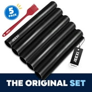 JEEXI Black Grill Mat - Set of 5 Heavy Duty BBQ Grill Mats Non Stick Easy Clean, BBQ Grill & Baking Mats - Reusable, Pad Bake Cooking Sheet Barbecue Grilling Accessories