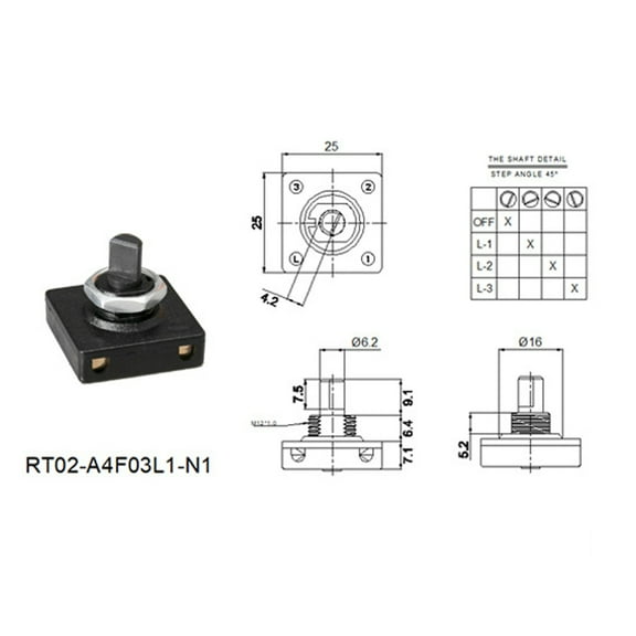 4-position Square Rotary Switch Multi-band Coded Knob Switch for Cooker Television Fan Speed Control Rotary Switch 250V 3A