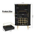 thumbnail image 6 of HLR Coffee Bar Cabinet with Tambour Door: Wine Rack, Glass Holder, & Storage Buffet for Home & Living Room Black, 6 of 6