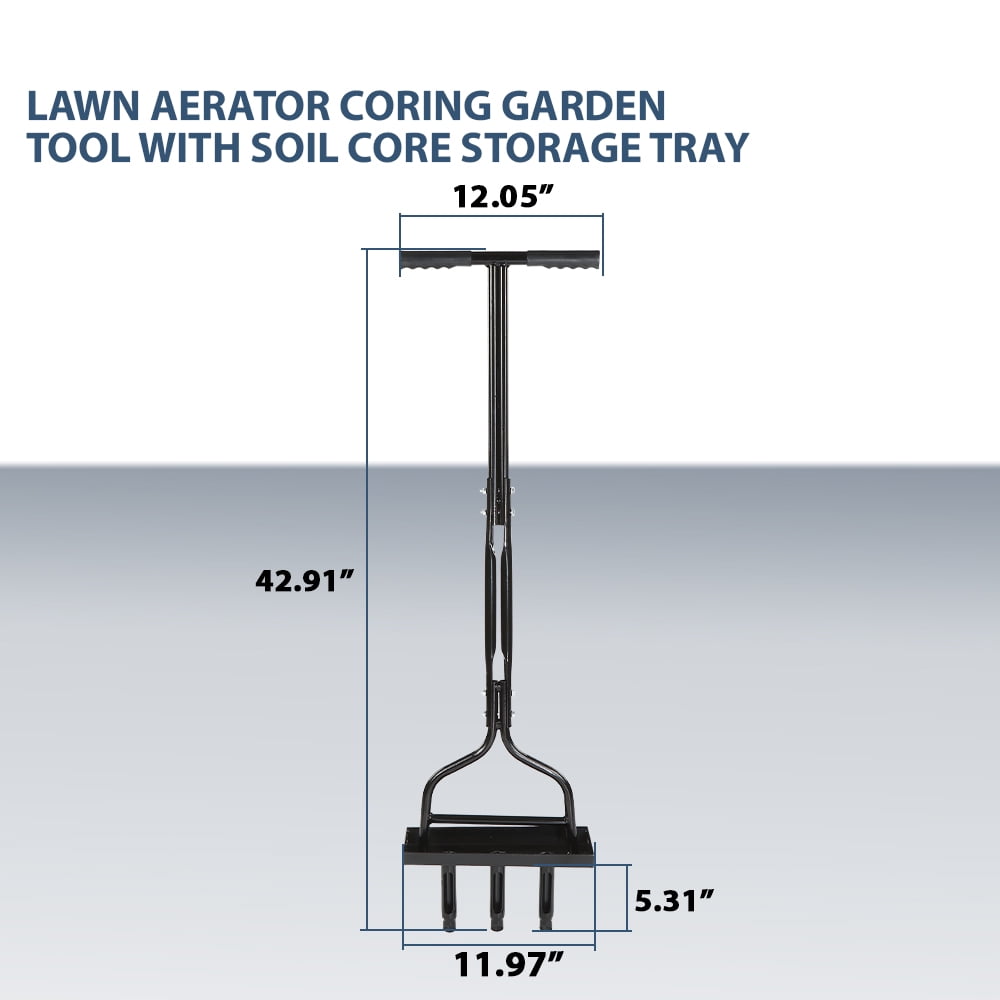 Lawn Aerator Coring Garden Tool with Soil Core Storage Tray