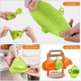thumbnail image 3 of Silicone Oven Mitts, 4pcs Silicone Kitchen Pot Holders, Silicone Pot Holder Mini Oven Heat Resistant Oven Mitt Pot Holder (Green+Orange), 3 of 5