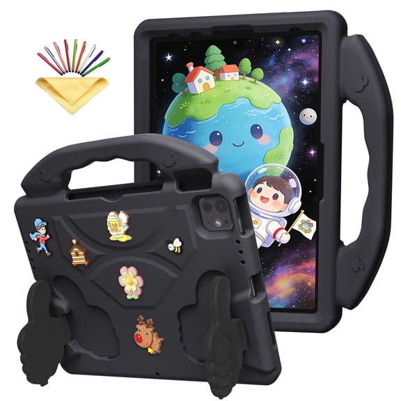 Becova Kids-proof Case for iPad Pro 11 inch M5/M4 (2025/2024) & iPad Air 5th/Air 4th Gen 10.9 inch & iPad Pro 11 inch Case 4th/3rd/2nd/1st Generation (2022/2021/2020/2018) with Stand/Handle, Black