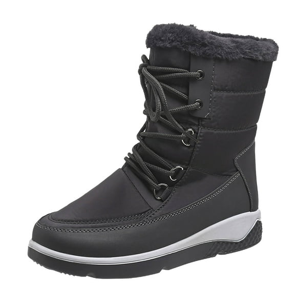 PEASKJP Snow Boots for Women Lined Warm Ankle Booties, Outdoor Anti-slip Waterproof Comfortable Short Boot,Gray 39