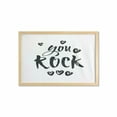 thumbnail image 1 of You Rock Wall Art with Frame, Hand Written Calligraphy Heart Ornaments Monochrome Motto Print, Printed Fabric Poster for Bathroom Living Room, 35" x 23", Black and White, by Ambesonne, 1 of 2
