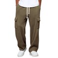 thumbnail image 2 of DPTALR Men's Solid Color Elastic Waist Pants Casual Sport Pocket Comfortable Trousers,Brown,Big and Tall Men S, 2 of 8