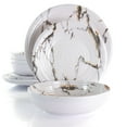 thumbnail image 3 of Elama Fine Sculpture 12 Piece Lightweight Melamine Dinnerware Set in White, 3 of 8