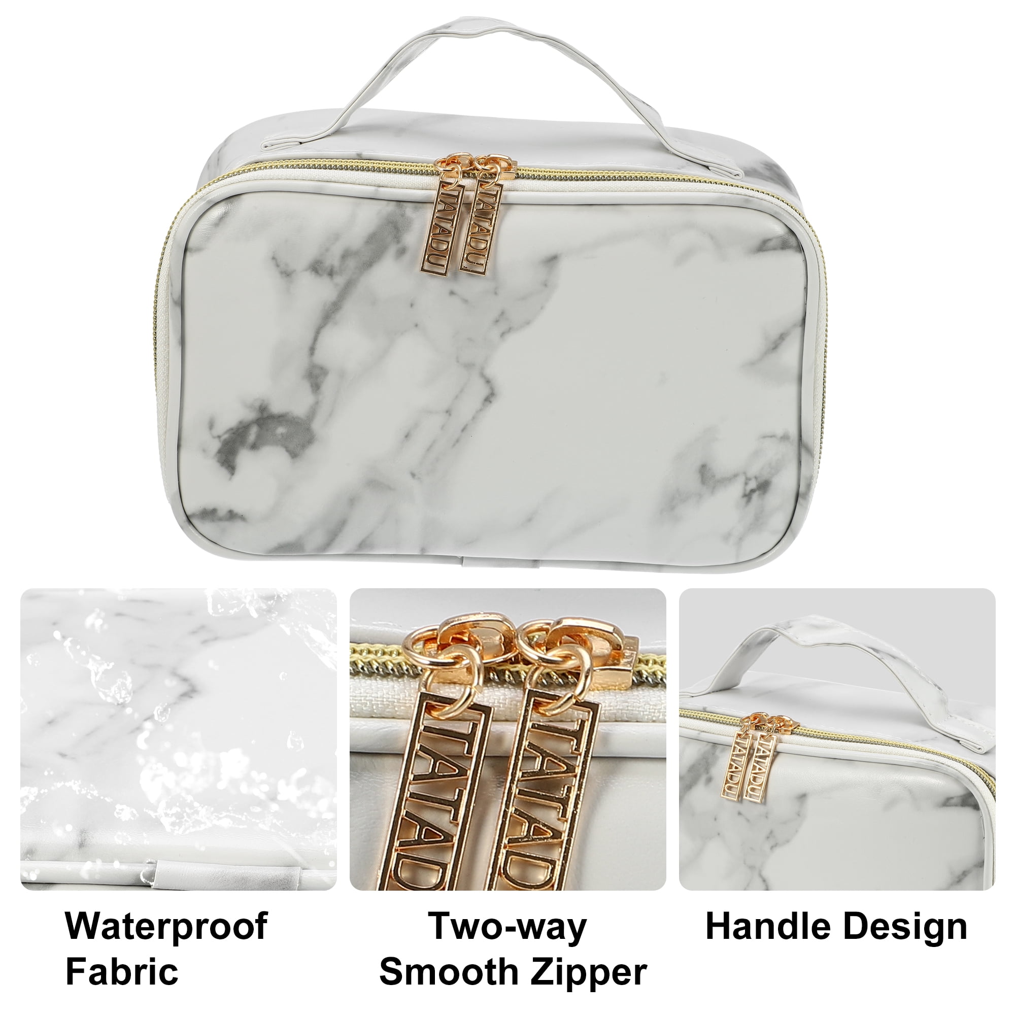 Unique Bargains Floral Makeup Bag Zipper Flower Cosmetic Pouch White, Gray