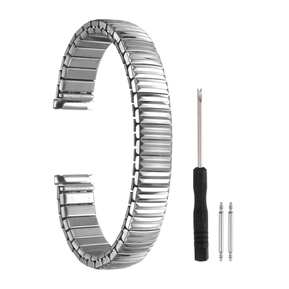 Uxcell Expansion Watch Bands 12mm Stainless Steel Stretch Watch Straps, Silver