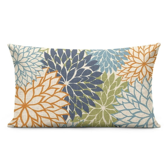 Art Modern Classic Floral Pillow Covers 12x20 Inch Linen Decorative Square Throw Pillow Covers for Home Sofa Bedroom Outdoor Indoor