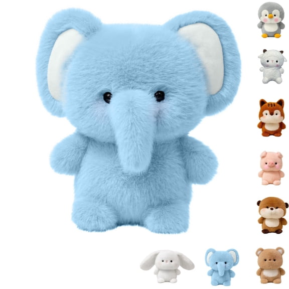 Cute Elephant Plush Toy, Soft Cartoon Animal Stuffed Doll, Adorable Sitting Plush Figure for Home Interior Display and Holiday Present