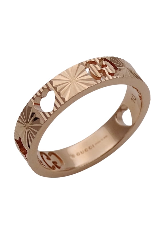 Pre-Owned Gucci ring for women, brand name ring, 750PG (pink gold), Icon, heart, star, size #10...