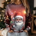 thumbnail image 2 of Futezty Women's Raglan Shirt Christmas Tops Long Sleeve Xmas Pullover Blouse Red Glass Santa Hat Graphic Sweatshirt, 2 of 7