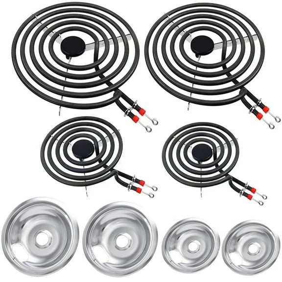 MP22YA Electric Range Burner Element Replacement Set & Drip Pans W10290350 W10290353 Fit for Whirlpool, Amana, Maytag Electric Stove Burner Element