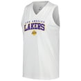 thumbnail image 2 of Women's Levelwear White Los Angeles Lakers Paisley Peekaboo Tank Top, 2 of 3