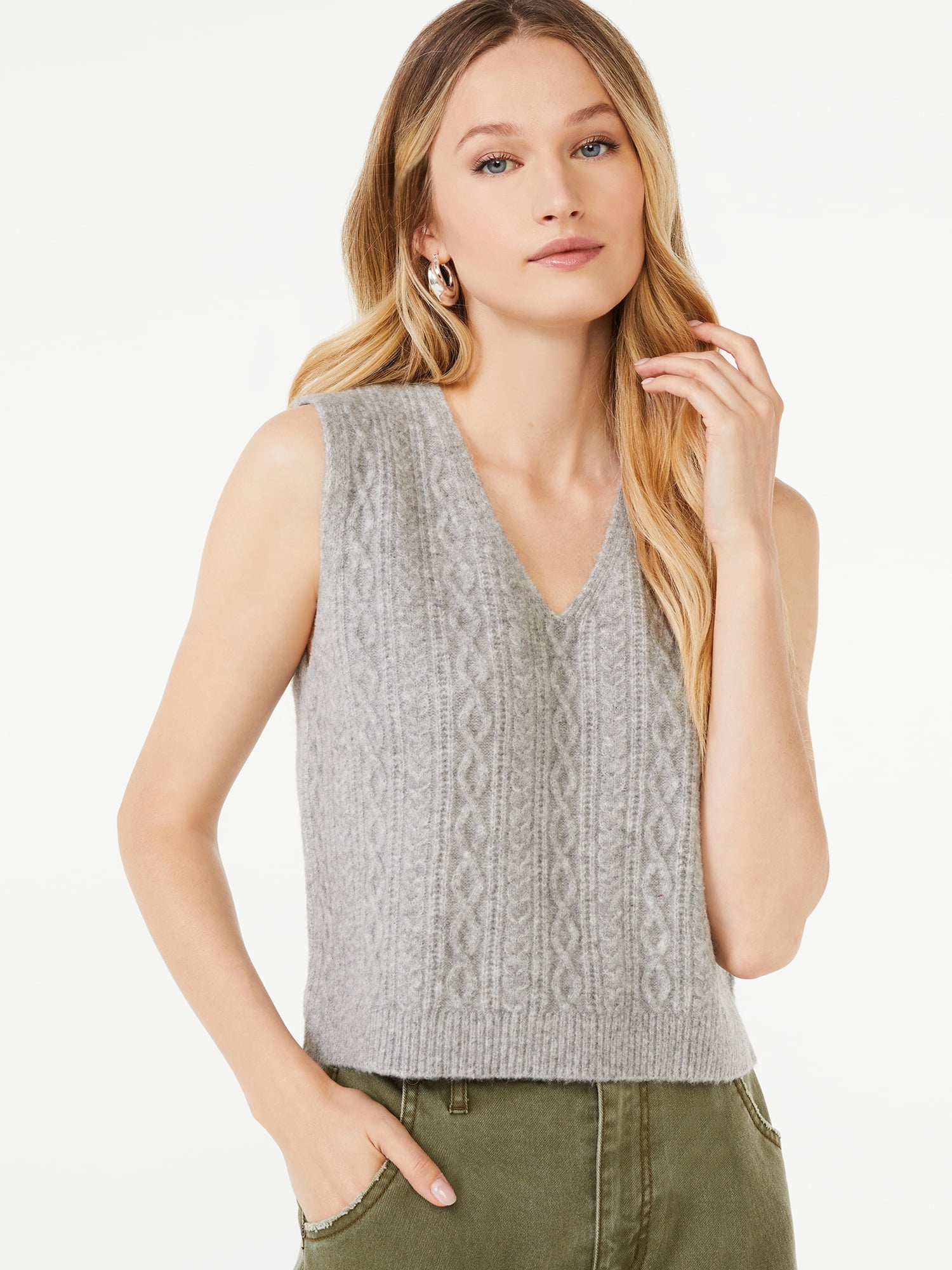 cable knit sweater vest women