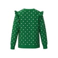 thumbnail image 3 of Cotonly Girls Polka Dot Ruffle Sweatshirt - Green, Fleece Winter Wear with Glitter Polka Dots, 100% Organic Cotton, Sizes 2T-12 Years, 3 of 3
