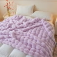 thumbnail image 6 of Luxury Fluffy Faux Rabbit Fur Blanket, Plush Fuzzy Bubble Waffle Throw Couch Sofa, Cozy Comfy Furry Bed Blanket Home Decoration, Aesthetic Shaggy Throw for Bedroom Living Room, 60x90, Pink, 6 of 8