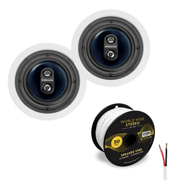 Polk Audio RC6s In Ceiling Speakers Cable Bundle (Pair)