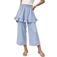 thumbnail image 2 of BADHUB Girls Ruffle Elastic Waist Wide Leg Loose Fit Pants Baggy Casual Trendy Streetwear Y2k Skorts Pants Sky Blue 2 Years, 2 of 7
