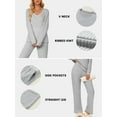 thumbnail image 6 of DOKOTOO Woman 2PCS Loungewear Outfits Long Sleeve Ribbed Knit Pajama Sets Basic Lounge Set Lightweight Gray S(US4-6), 6 of 10
