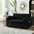 thumbnail image 3 of 3 in 1 Convertible Sleeper Sofa Bed, 53" Modern Convertible Sofa Bed with 2 Detachable Arm Pockets,Velvet Pull Out Couch with Pull Out Bed for Living Room Furniture,Black, 3 of 7
