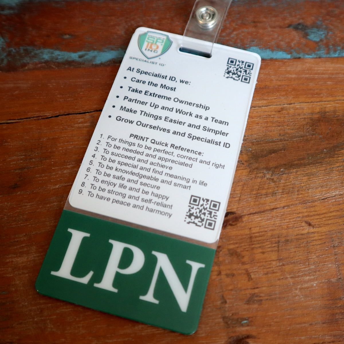 Clear LPN Badge Buddy Vertical - Hospital & Nurse ID Backer Cards - Transparent Title/Role Identifier - Wear Behind Medical Name Badge on I’D Reel or Lanyard by Specialist ID (Green)