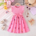 thumbnail image 2 of Larisalt Kids Girls Elegant Dress for Summer Ribbed Ruffle Butterfly Print Dresses Toddler Baby Girl Party Dress, 2 of 6