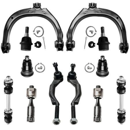 Detroit Axle - 12PC Front Upper Control Arms w/Ball Joints, Sway Bar Links, Inner and Outer Tie Rod Ends for 2008-2009 Chevy Trailblazer/ GMC Envoy