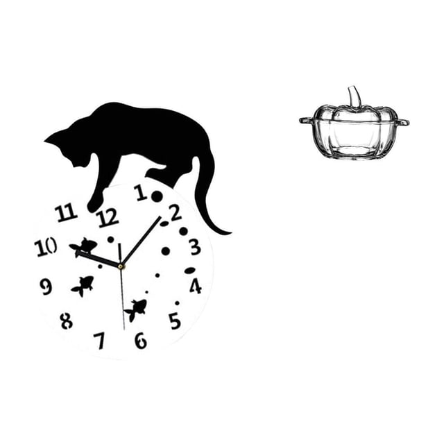 Reloj de pared con diseño de gato, reloj colgante de cristal, plato para dulces, tarro decorativo con tapa, material de cristal moderno, adecuado para