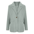 thumbnail image 4 of felwors Women's Single Button Suit Autumn Long Sleeved Solid Color Small Suit Jacket Light Green, S, 4 of 6