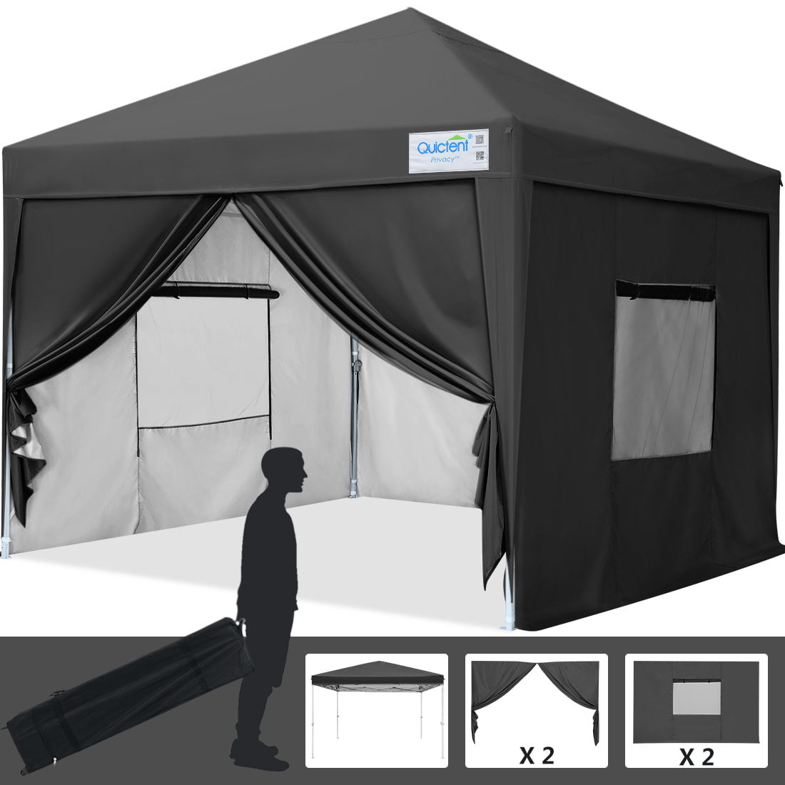 10x10 Waterproof Ez Pop Up Canopy Vendor Patio Gazebo Tent+4 Removable Side Wall 