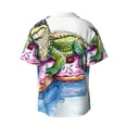 thumbnail image 5 of Uemuo Alligator Donut Pool Float Pattern Cotton Linen Short Sleeve Shirts,Casual Lightweight Button Down Shirts,Vacation Beach Summer Tops-Medium, 5 of 7