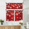 thumbnail image 5 of Christmas Kitchen Curtains and Valances Set of 3 - Red Snowflake Decor, Winter Xmas Short Curtain Set for Bedroom Holiday Decor 52x18Inch，26x36 Inch, 5 of 7