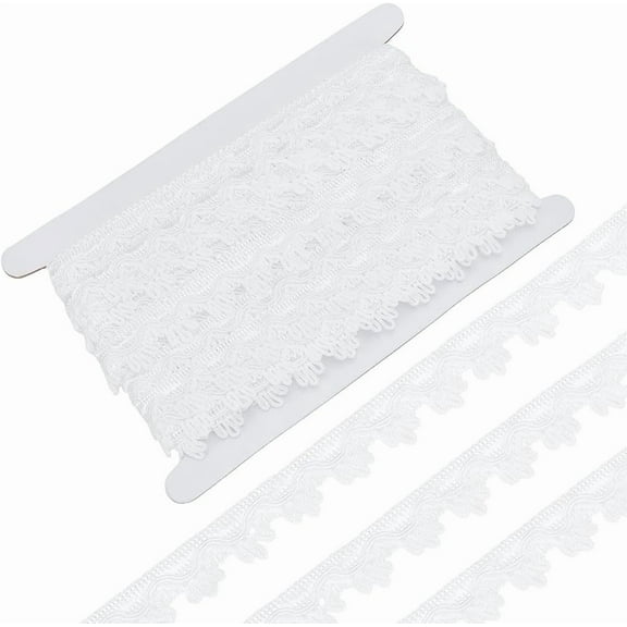 1 Set 15.6 Yards Polyester Lace Trim Lace Ribbon Clothes Accessories White 7/8 inch(22mm)