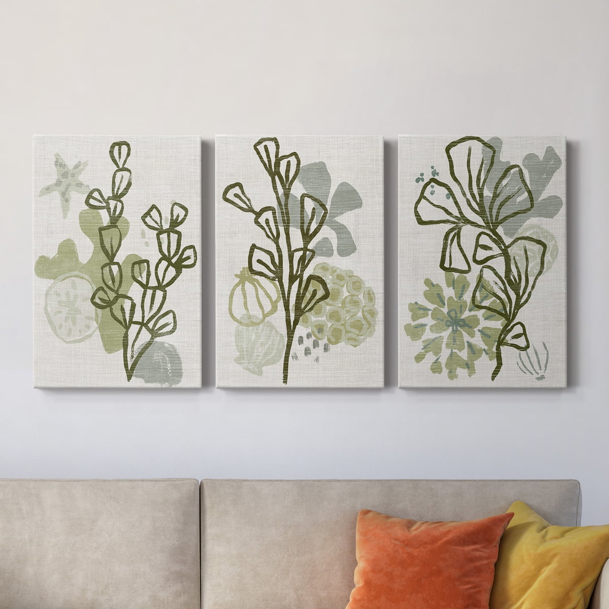 Coral Blockprint I Premium Gallery Wrapped Canvas - Ready to Hang - 40 x 60 Each