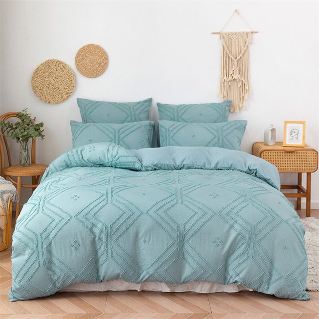 High Quality Geometric Cut Flowers Duvet Cover Set King Size Pure Color Queen Bedding Set Twin High End Quilt Covers Pillow Case