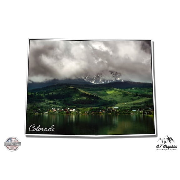 Colorado State Shape Mountain View Beautiful Landscape - 3" Vinyl Sticker - For Car Laptop I-Pad Phone Helmet Hard Hat - Waterproof Decal