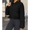 thumbnail image 4 of Chaqueta Corta Holgada para Mujer, con Cremallera, Cortavientos, Cálida, Ideal para Deportes Al Aire Libre y Correr Negro XL, 4 of 7