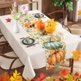 thumbnail image 2 of Pumpkin Eucalyptus Leaves Fall Table Runner, Autumn Thanksgiving Kitchen Table Decorations for Home Party Decor (Pumpkin 2, 13x72 inches), 2 of 6