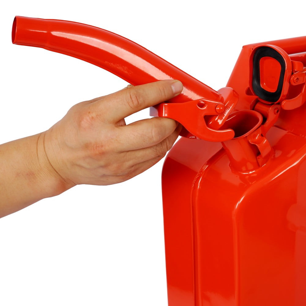 Hitop 20 Liter (5 Gallon) Jerry Fuel Can with Flexible Spout, Portable Jerry Cans Fuel Tank Steel Fuel Can, Fuels Gasoline Cars, Trucks, Equipment, RED 3pcs/set