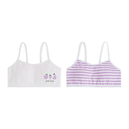 Kureaily Teen Girls  Spaghetti Strap Sports Bra Cotton Cropped Training Bra Bra With Removable Cookies 2 Pack 10-12 Years