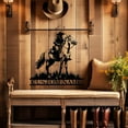 thumbnail image 2 of KAINSY Personalized Western Wall Decor Metal Signs, Rustic Cowboy Riding Silhouette, Cowboy Metal Name Sign Customized, Vintage Howdy Wall Art Gifts for Home Bedroom Speakeasy Decor Color08(10inches), 2 of 7