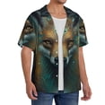 thumbnail image 2 of Logiee Vintage Pattern Fox Print Men's Button Down Shirts Short Sleeve, Summer Beach Shirts,Vacation Wedding Shirts,Men's Casual Button-Down Shirts with Pocket-Large, 2 of 5