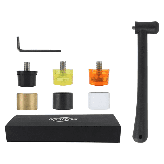 Hard Plastic Rubber Hammer Set (Hammer and 6 Replacement Heads) Suitable for Jewelry, Leather Crafts, Woodworking, and Flooring Installation