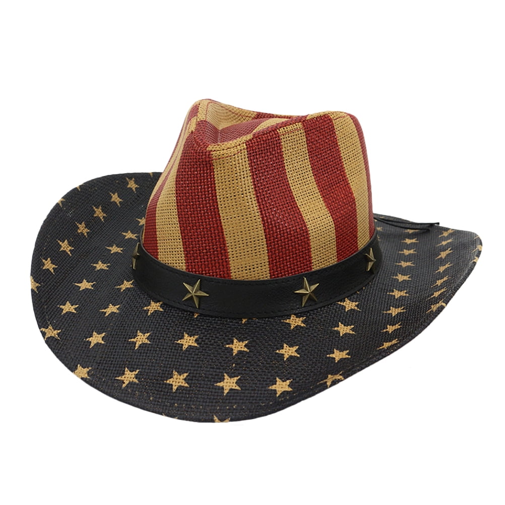 Hat Cowboy American Flag Hats July Sun 4Th Day Western Party