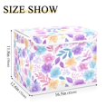 thumbnail image 3 of Large Lidded Bin Foldable Storage Baskets Boxes Cubes Lids with 2 Handles for Home Bedroom Office Pink and Purple Flowers 16.5"x12.6"x11.8", 3 of 7