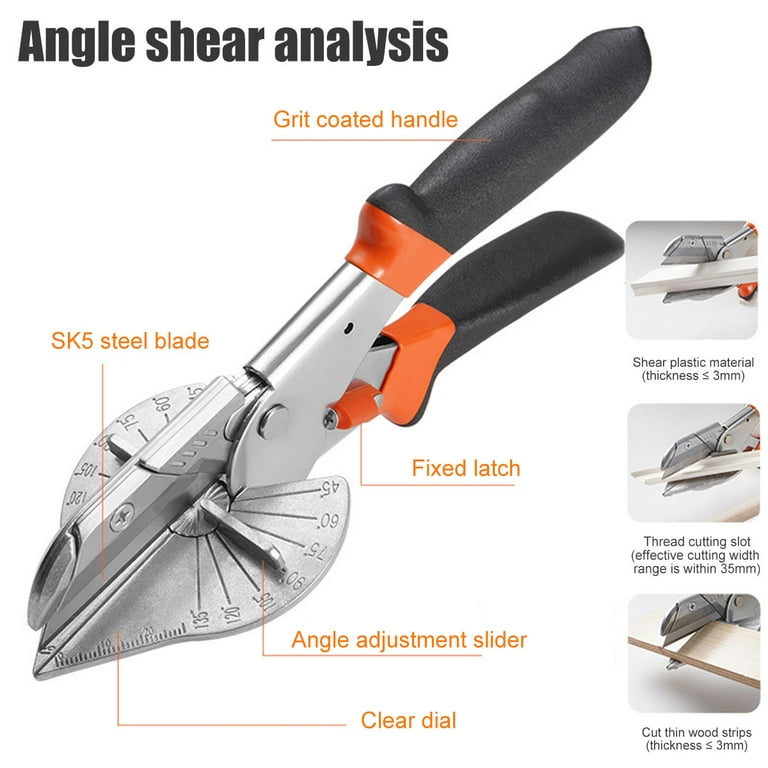 Miter Shears- Trunking Shears for Angular Cutting of Moulding and Trim at  45 Degree, 60, 90 Degree Angles, by American Heritage Industries 