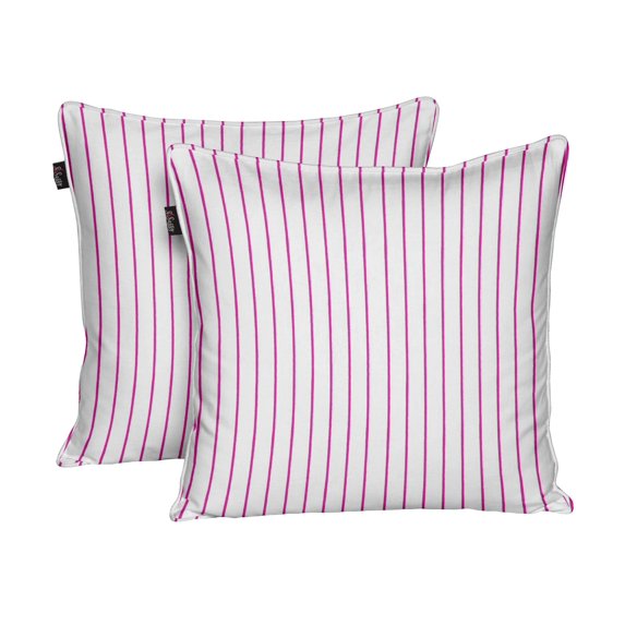 S4Sassy Pink Cotton Flex Stripe Printed Decorative Throw Square Pillow Case Sofa Cushion Cover 2Pcs-18 x 18 Inches